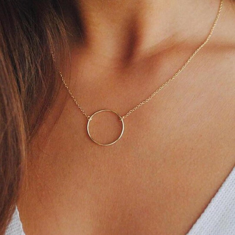 Ieftop Valentines Birthday Gifts for Women Teen Girls - Dainty 14K Gold/Silver Plated Cute Heart Handmade Disc Circle Bee Choker Adjustable Necklace for Women Teenage Girl Trendy Jewelry - Image 4